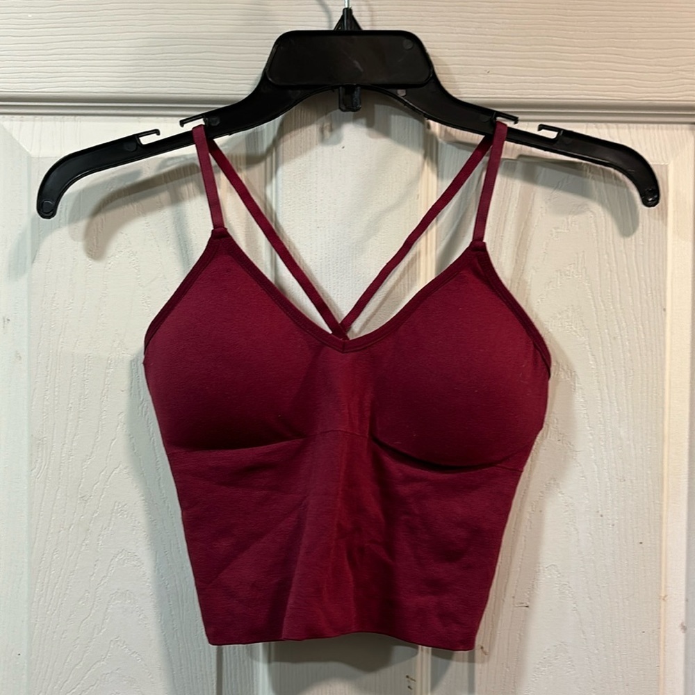 ITXON Cute Crop Top with Adjustable Spaghetti Straps/Padded Sports Bra  S/M